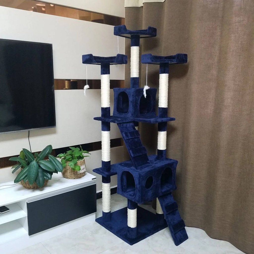 - Cat Tree blue ផ្ទះឆ្មាធំ 170X50X70