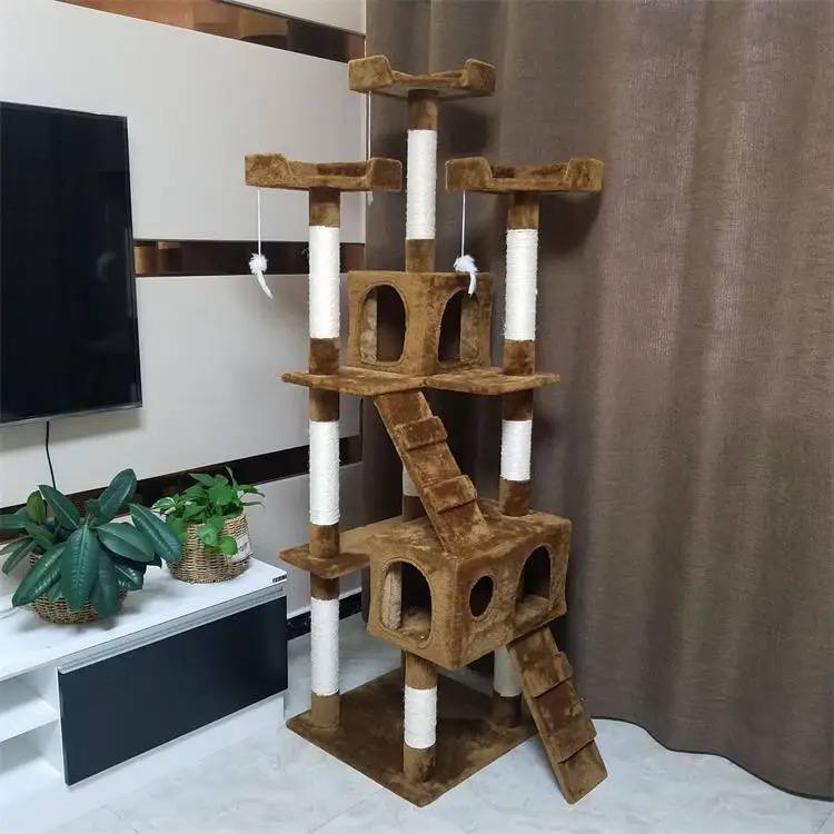 - Cat Tree brown​ ​ផ្ទះឆ្មារធំ​​​ 170X50X70Cm