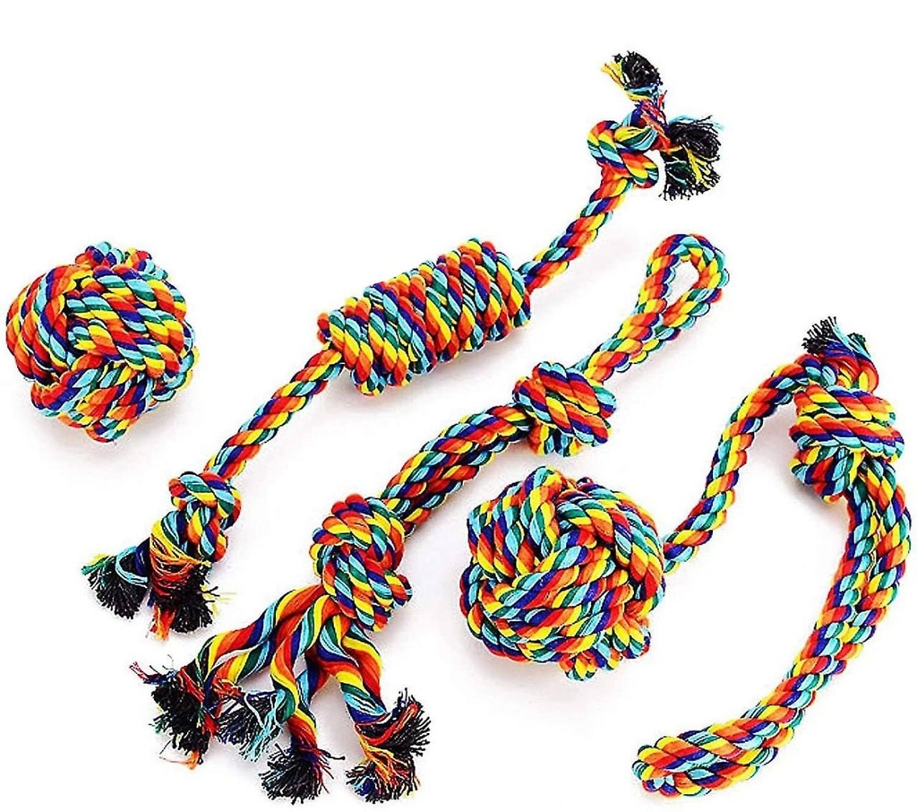 - Dog Toy Ropes Set 4pcs ប្រដាប់លេងខ្សែជាឈុតប្រអប់