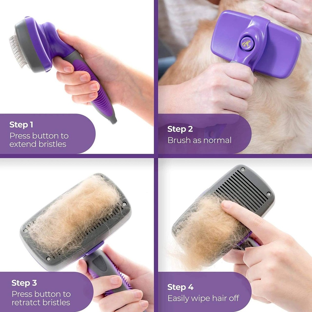 - Hertzko Self Cleaning Slicker Brush Purple 12.5x18cm