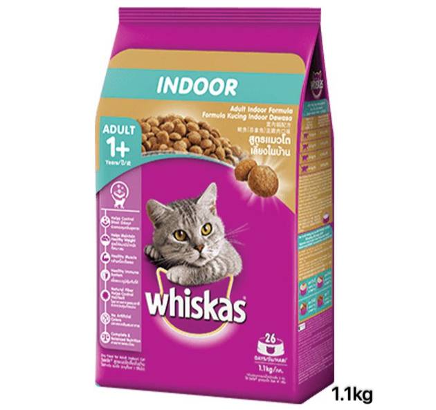 - Whiskas Dry Cat Food Adult Indoor 1.1kg