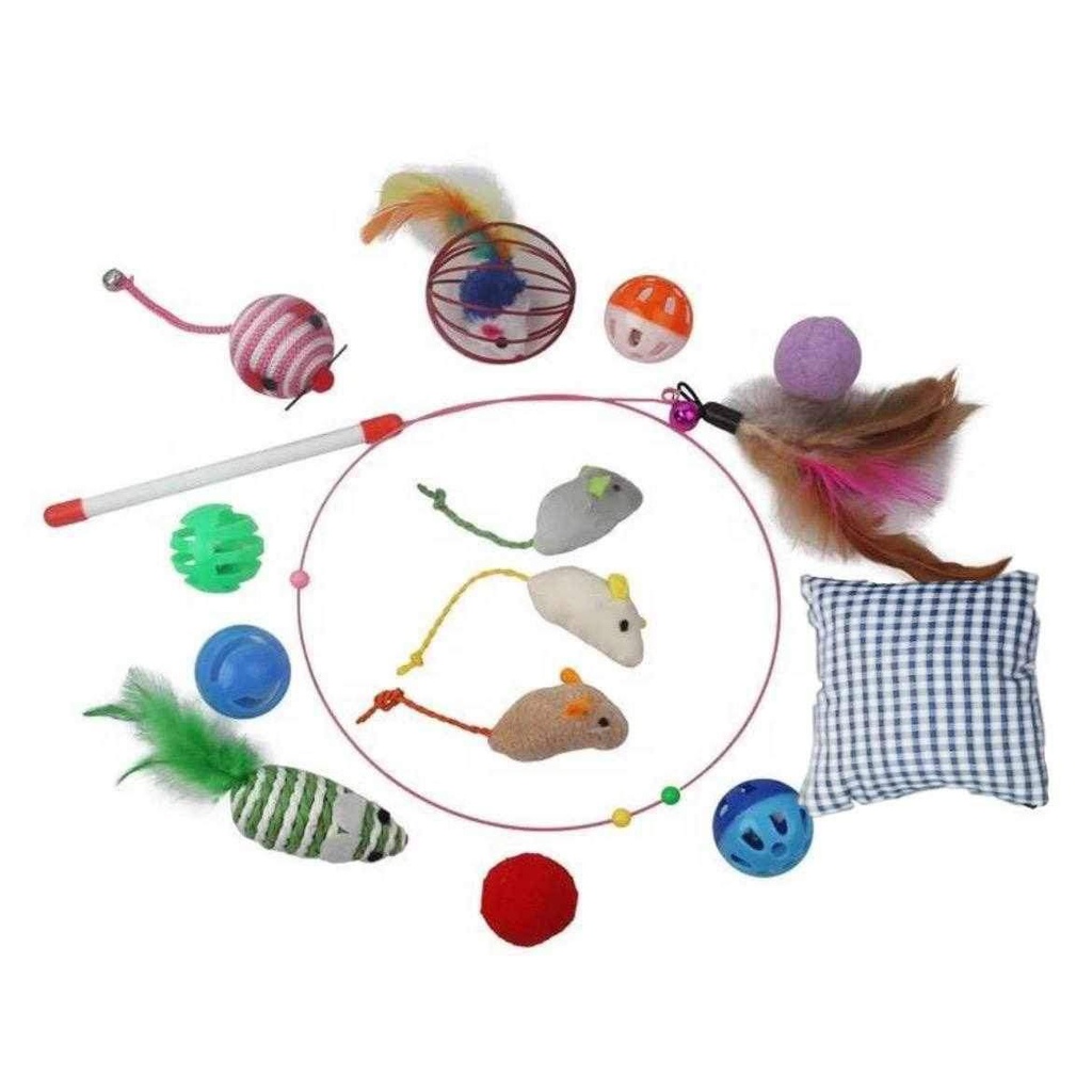 - Cat Toy Stick Set 14pcs