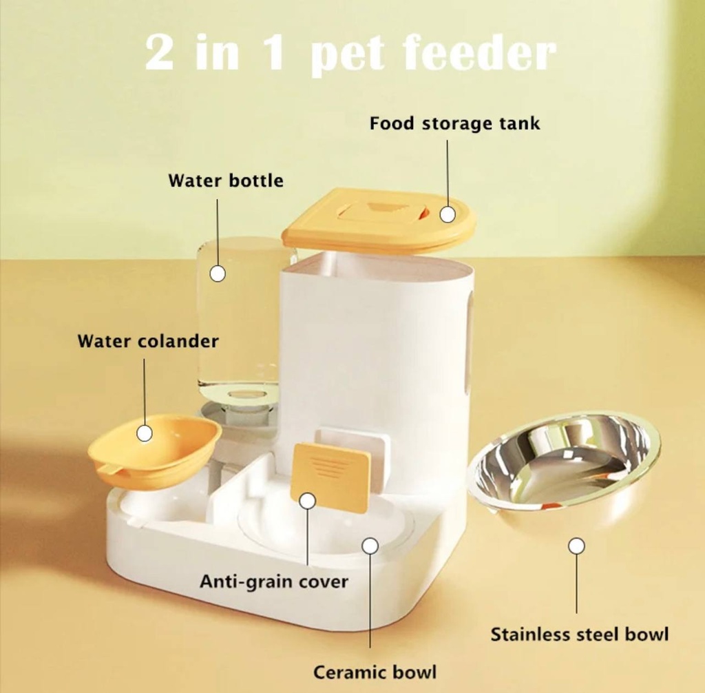 - Automatic Pet Feeder "2 in 1" ធុងដាក់ចំណីនិងទឹក