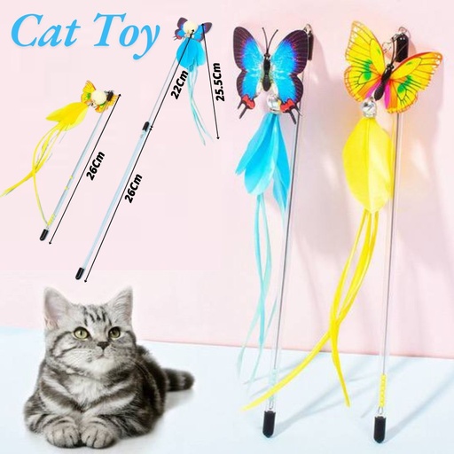 [0000000194] - Cat Toy Stick Chicken Feathers ចង្កឹះជ័រឆ្មារោមមាន់