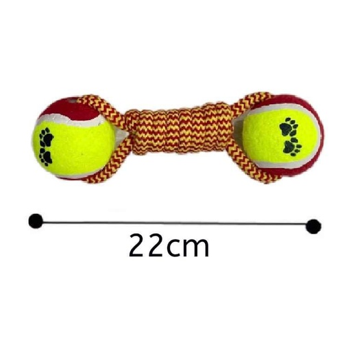 [B0000000481] - Dog Toy Chew Rope With 2Ball 22cm